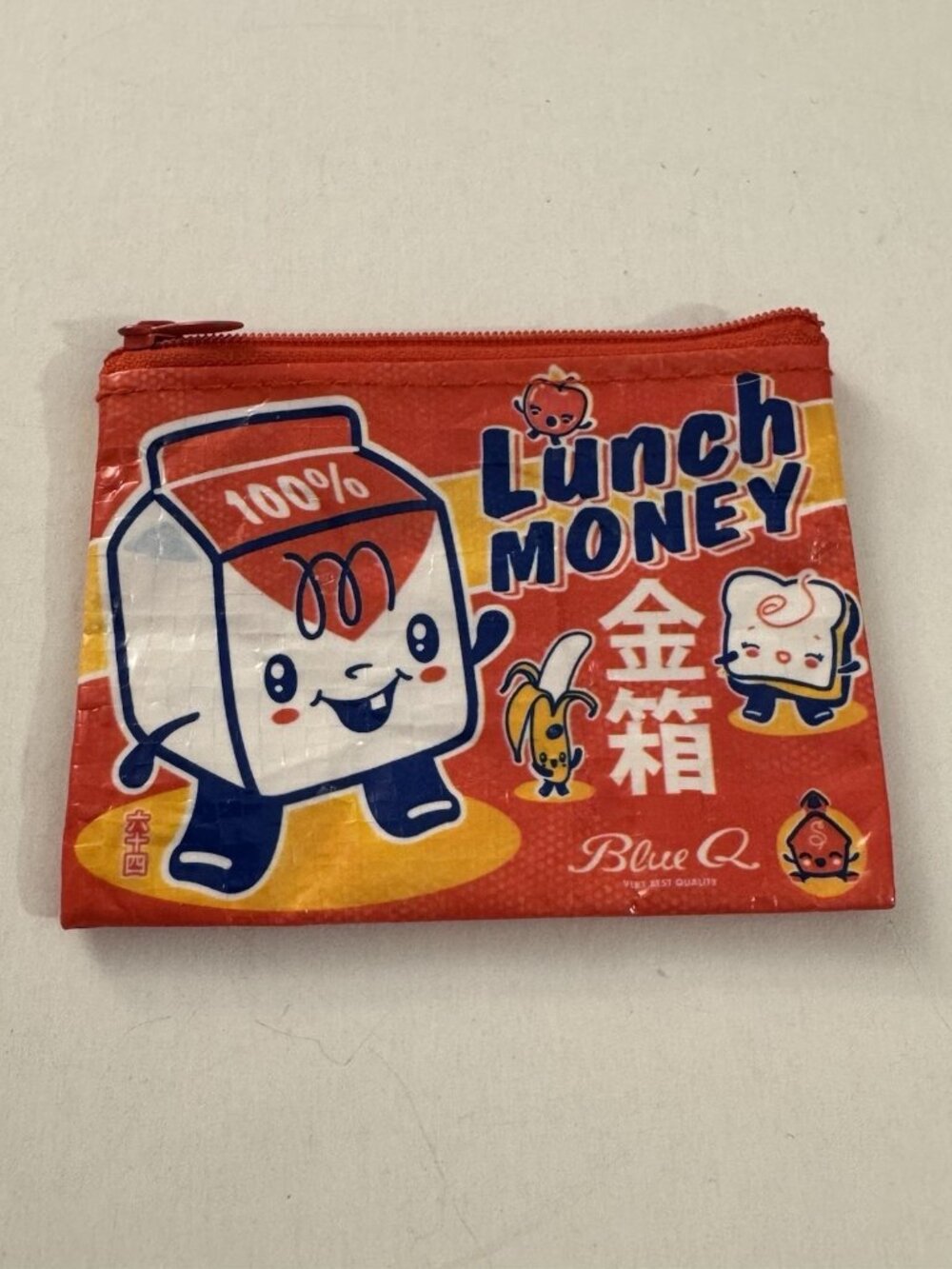 Blue Q Lunch Money Coin Purse Zip Pouch Red Cute Cartoon Milk Banana Wallet X11